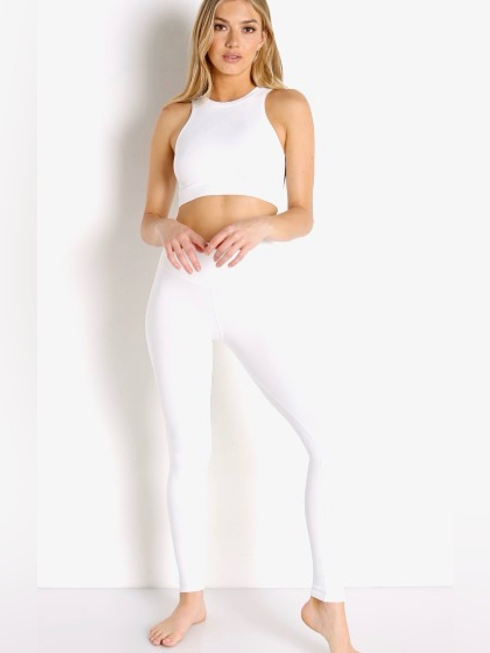 NUX One by One Moto Leggings White High Rise Seamless Crop Yoga S